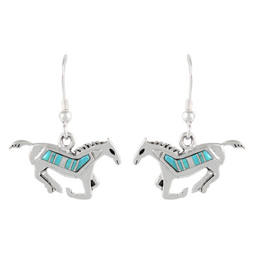 Sterling Silver Horse Earrings Turquoise E1233-C05