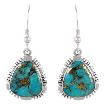 Sterling Silver Earrings Matrix Turquoise E1157-SM-C84