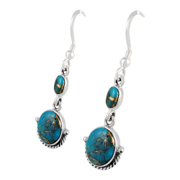 Sterling Silver Earrings Matrix Turquoise E1218-C84