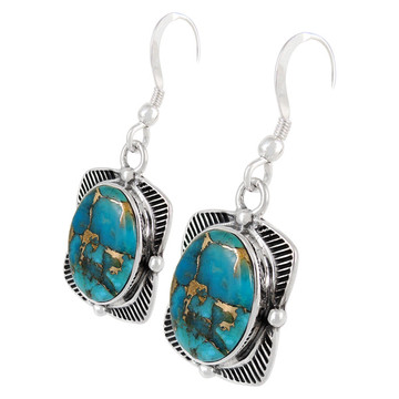 Sterling Silver Earrings Matrix Turquoise E1235-C84