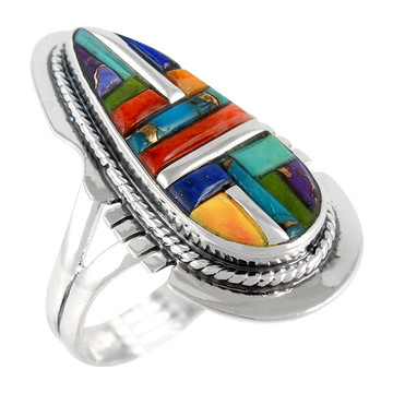 Multi Gemstone Ring Sterling Silver R2404-C51