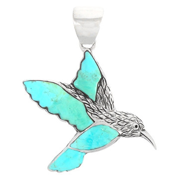 Sterling Silver Hummingbird Pendant Turquoise P3192-C75