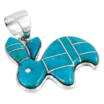 Sterling Silver Bunny Rabbit Pendant Turquoise P3255-C05