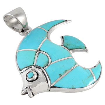 Sterling Silver Fish Pendant Turquoise P3210-C05
