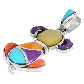 Sterling Silver Puppy Dog Pendant Multi Gemstones P3244-C01