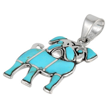 Sterling Silver Puppy Dog Pendant Turquoise P3245-C05