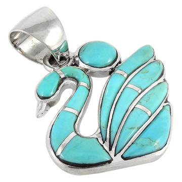 Sterling Silver Swan Pendant Turquoise P3213-C75