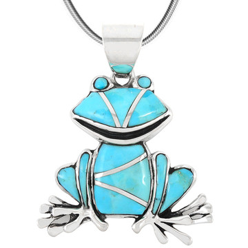Sterling Silver Frog Pendant Turquoise P3235-C05