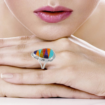 Multi Gemstone Ring Sterling Silver R2412-C01