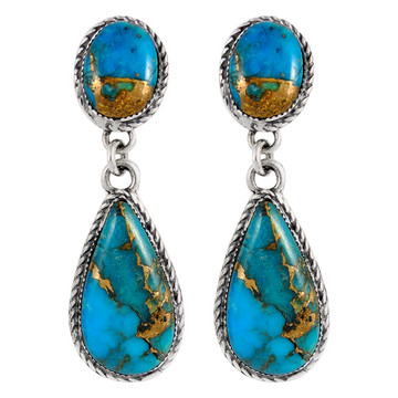 Sterling Silver Earrings Matrix Turquoise E1247-C84