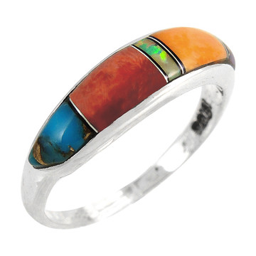 Sterling Silver Stackable Ring Multi Gemstone R2052-C01
