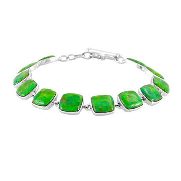 Green Turquoise Link Bracelet Sterling Silver B5561-C76