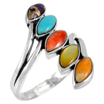 Multi Gemstone Ring Sterling Silver R2420-C71