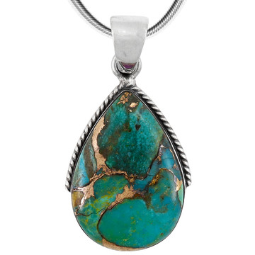 Sterling Silver Pendant Matrix Turquoise P3075-BAIL-C84