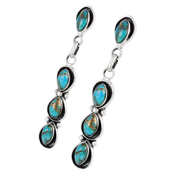 Sterling Silver Earrings Matrix Turquoise E1179-C84