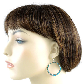 Sterling Silver Earrings Matrix Turquoise E1187-C84