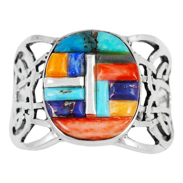 Multi Gemstone Ring Sterling Silver R2437-C51