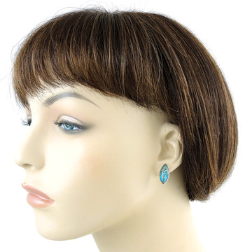 Sterling Silver Earrings Matrix Turquoise E1275-C84
