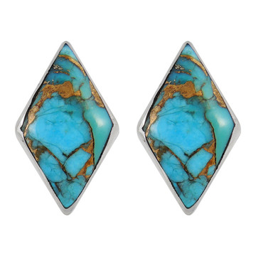 Sterling Silver Earrings Matrix Turquoise E1274-C84