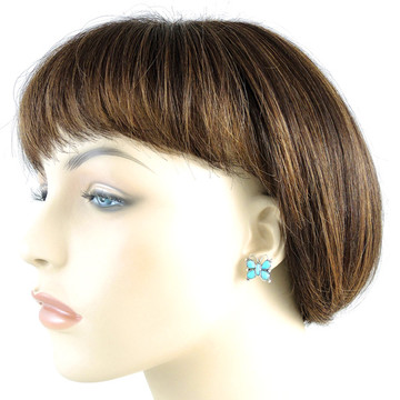 Sterling Silver Butterfly Earrings Turquoise E1279-C75