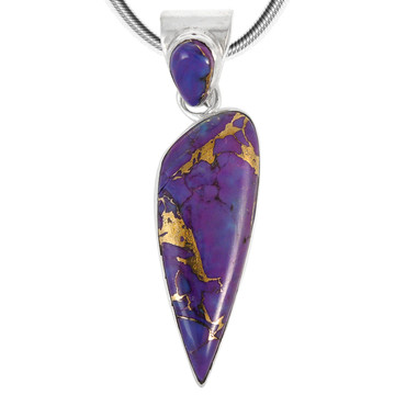 Sterling Silver Pendant Purple Turquoise P3225-C77