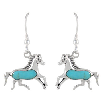 Sterling Silver Horse Earrings Turquoise E1053-C75