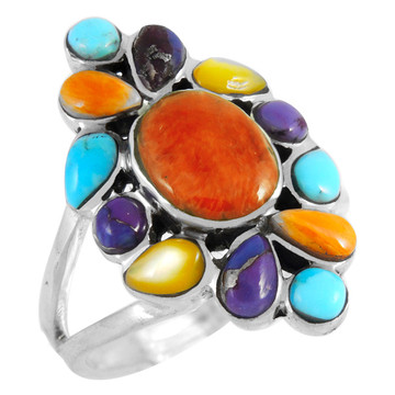 Multi Gemstone Ring Sterling Silver R2445-C71