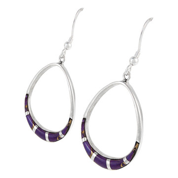Sterling Silver Earrings Purple Turquoise E1291-C07