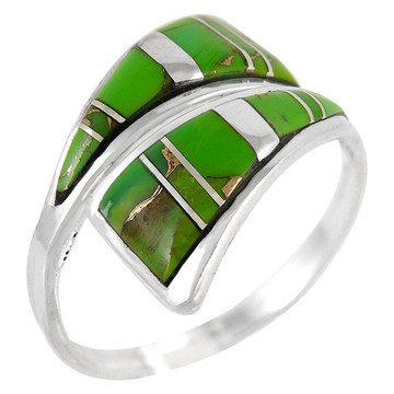 Green Turquoise Ring Sterling Silver R2011-C06