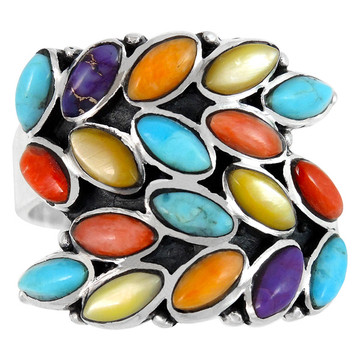 Multi Gemstone Ring Sterling Silver R2448-C71