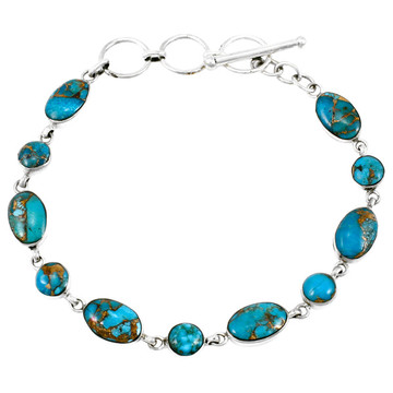 Matrix Turquoise Link Bracelet Sterling Silver B5557-C84