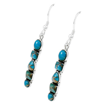 Sterling Silver Earrings Matrix Turquoise E1243-C84