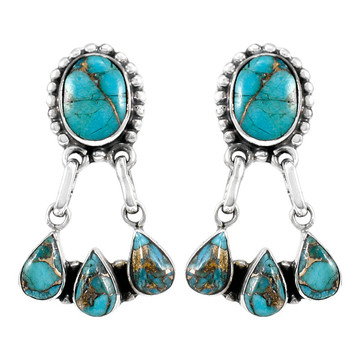 Sterling Silver Earrings Matrix Turquoise E1294-C84