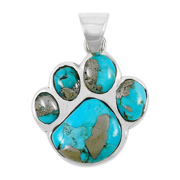 Dog Paw Pendant Turquoise Sterling Silver P3178