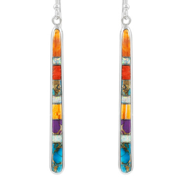 Multi Gemstone Drop Earrings Sterling Silver E1250W-C00B