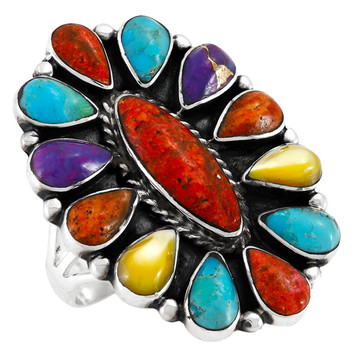 Multi Gemstone Ring Sterling Silver R2041-C71