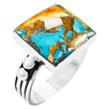 Spiny Turquoise Ring Sterling Silver R2425-C89