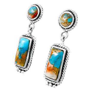 Spiny Turquoise Earrings Sterling Silver E1118-C89