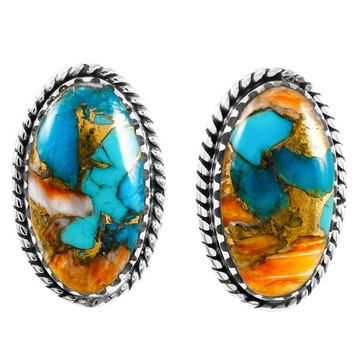 Spiny Turquoise Earrings Sterling Silver E1297-C89