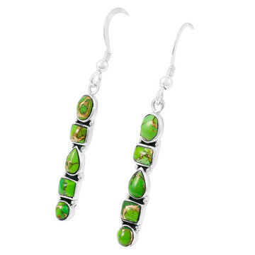 Green Turquoise Earrings Sterling Silver E1243-C76