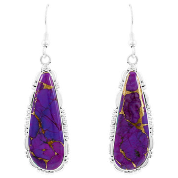 Purple Turquoise Drop Earrings Sterling Silver E1300-C77