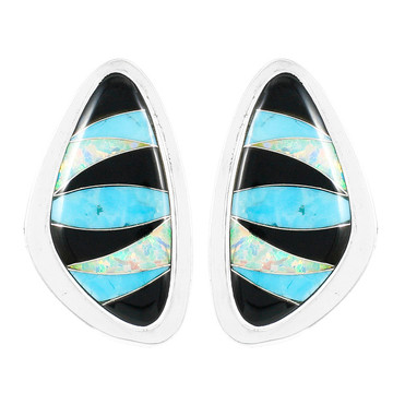 Multi Gemstone Drop Earrings Sterling Silver E1304-C39