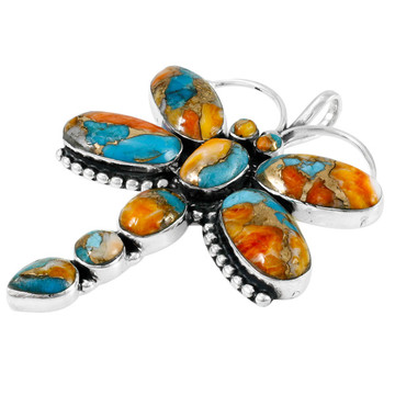 Spiny Turquoise Dragonfly Pendant Sterling Silver P3083-C89