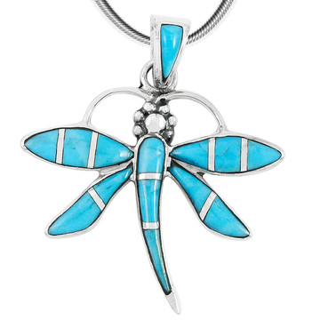 Sterling Silver Dragonfly Pendant Turquoise P3274-C05