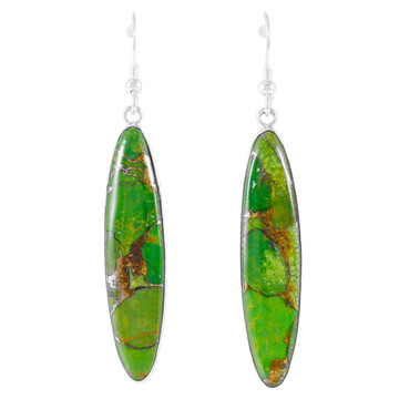 Sterling Silver Drop Earrings Green Turquoise E1309-C76