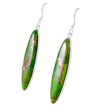 Sterling Silver Drop Earrings Green Turquoise E1309-C76