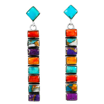 Sterling Silver Earrings Multi Gemstones E1305-C71