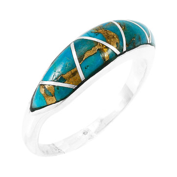 Sterling Silver Stackable Ring Matrix Turquoise R2052-C84