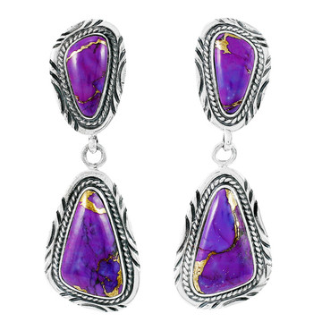 Sterling Silver Earrings Purple Turquoise E1322-C77