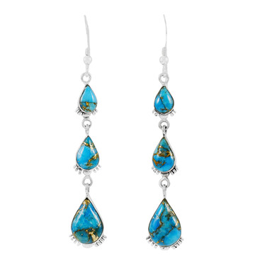 Sterling Silver Earrings Matrix Turquoise E1320-C84